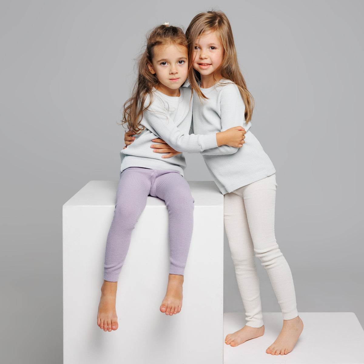 Leggings con bretelle - Viola pastello