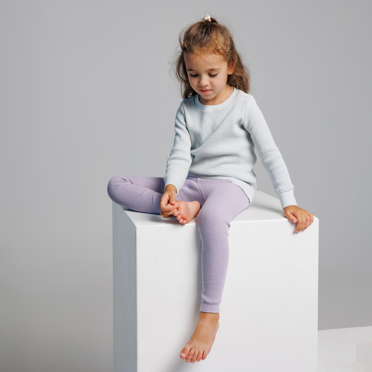 Leggings con bretelle - Viola pastello