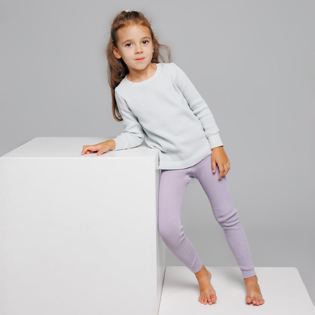 Leggings con bretelle - Viola pastello