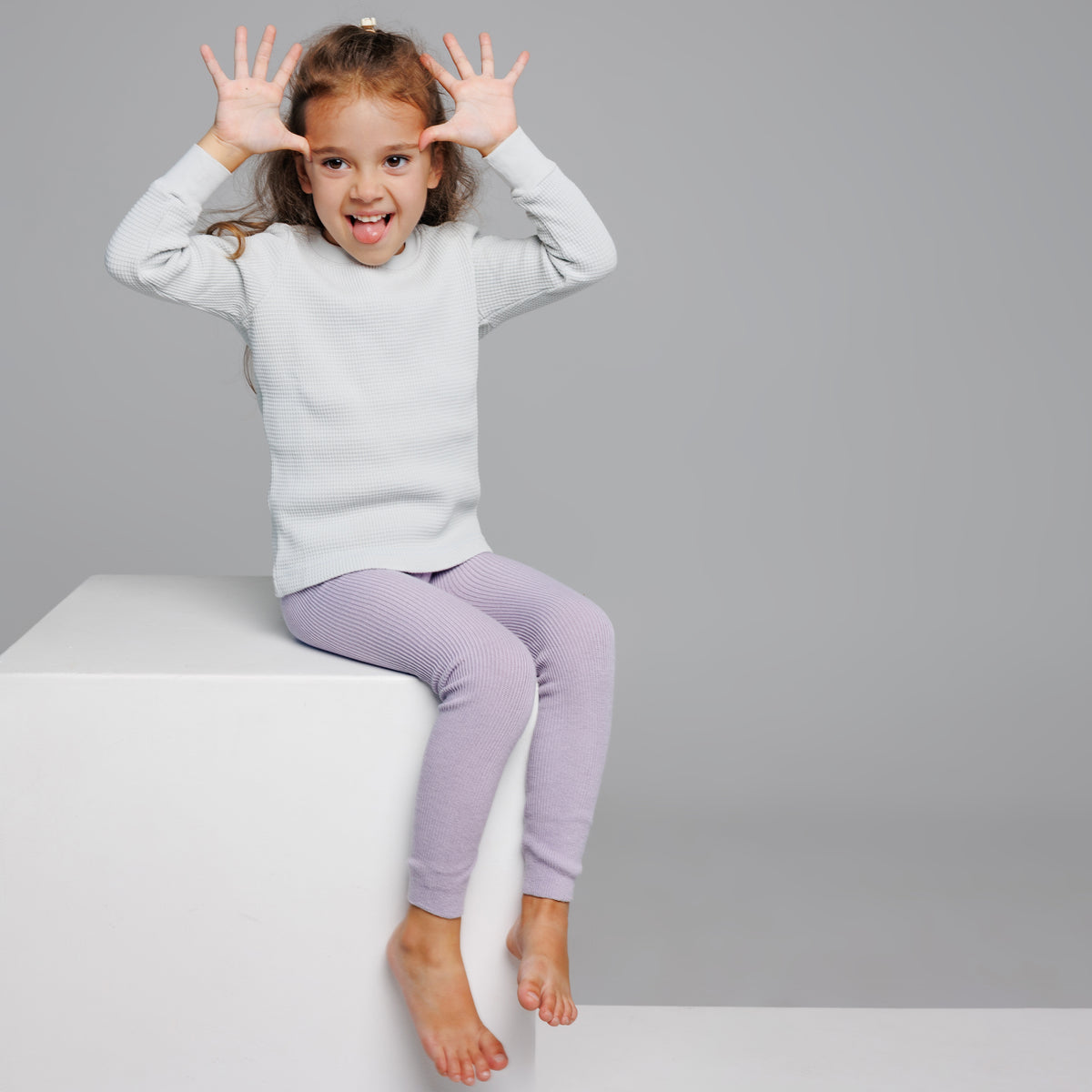 Leggings con bretelle - Viola pastello