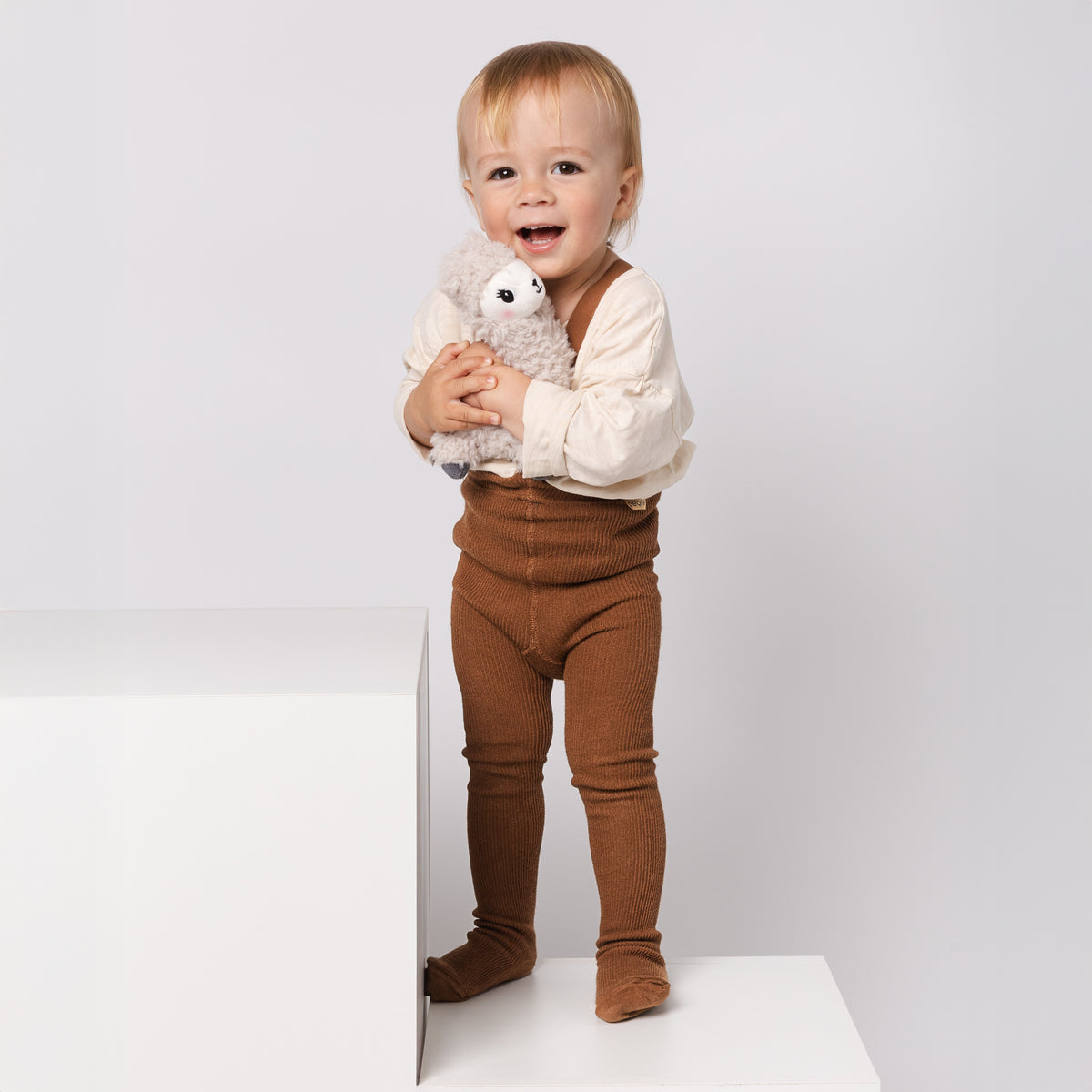Collant con bretelle – Nocciola (con lana di baby alpaca)
