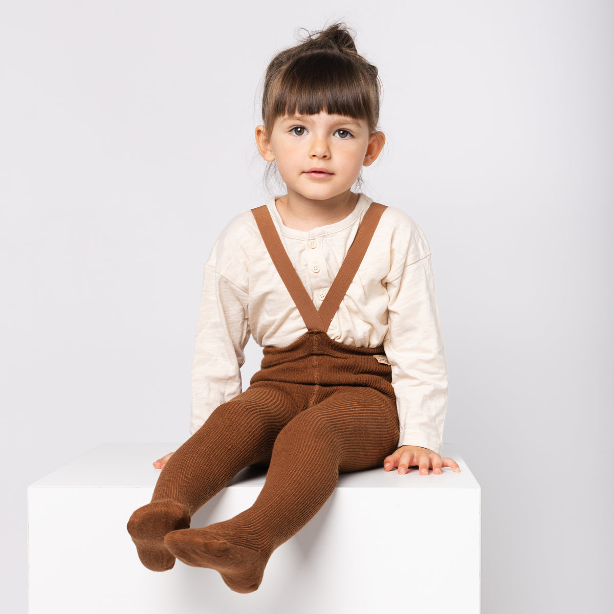 Collant con bretelle – Nocciola (con lana di baby alpaca)