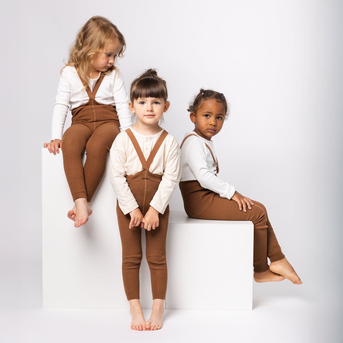 Leggings con bretelle - Nocciola (con lana di baby alpaca)