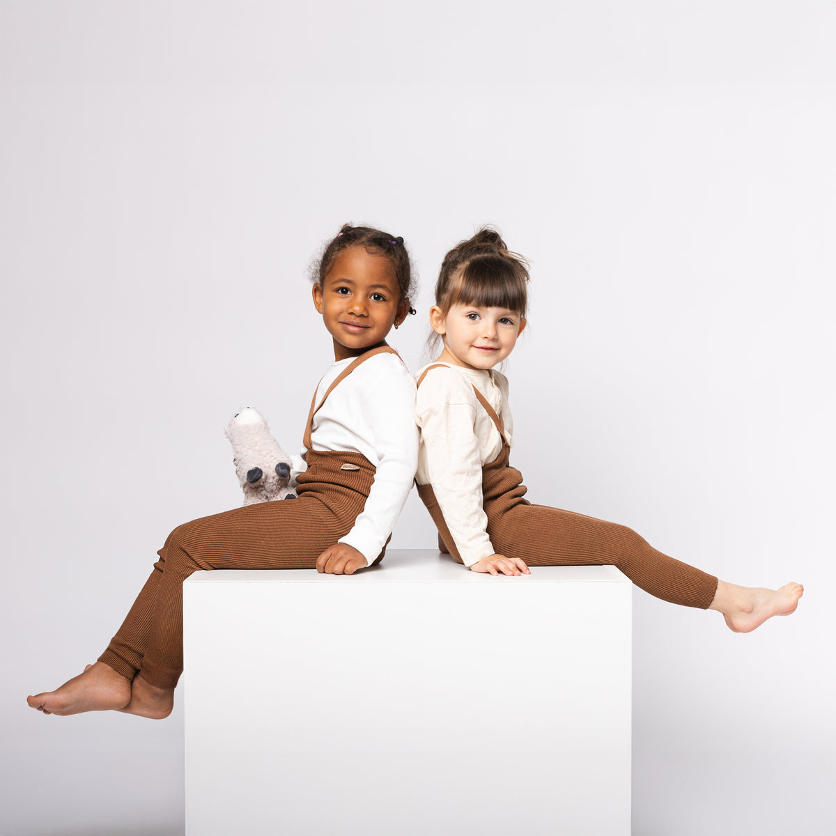 Leggings con bretelle - Nocciola (con lana di baby alpaca)