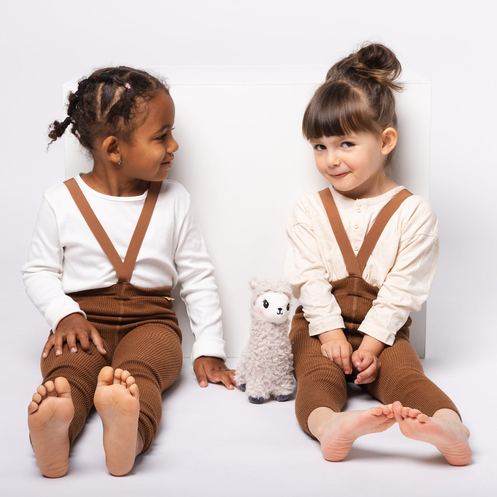 Leggings con bretelle - Nocciola (con lana di baby alpaca)