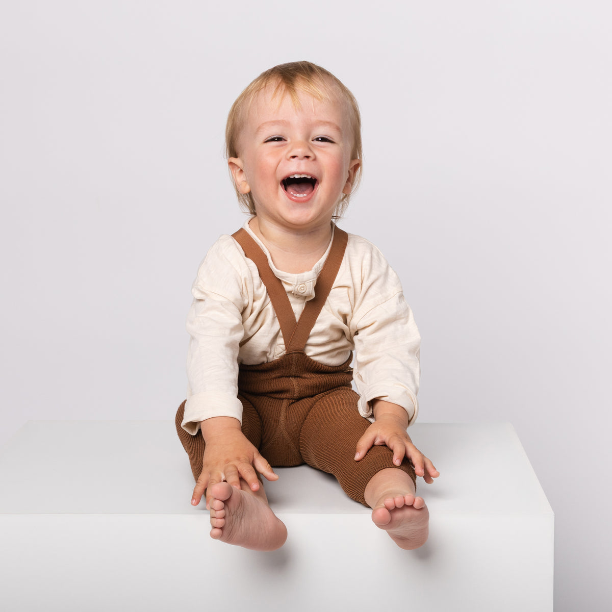 Leggings con bretelle - Nocciola (con lana di baby alpaca)