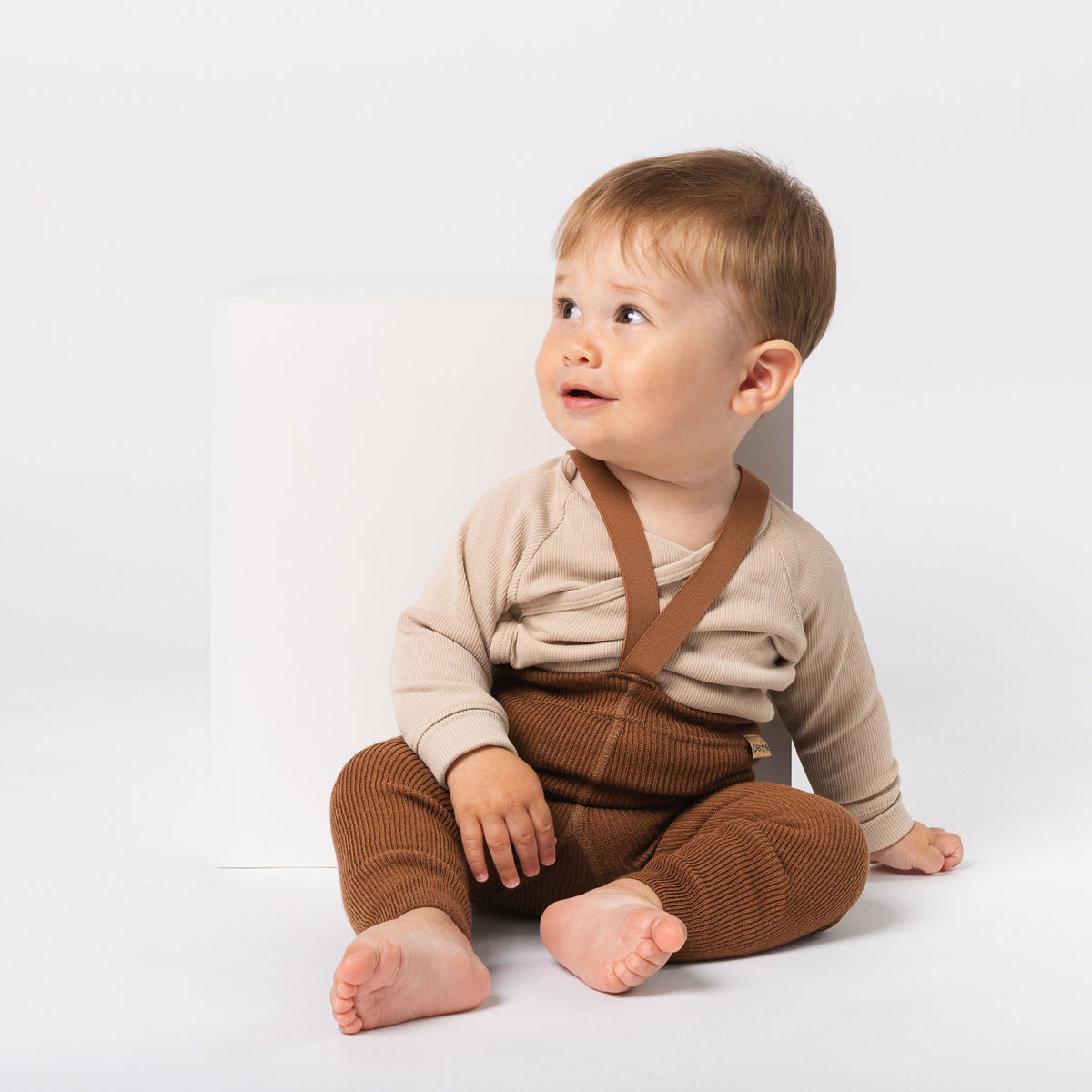 Leggings con bretelle - Nocciola (con lana di baby alpaca)