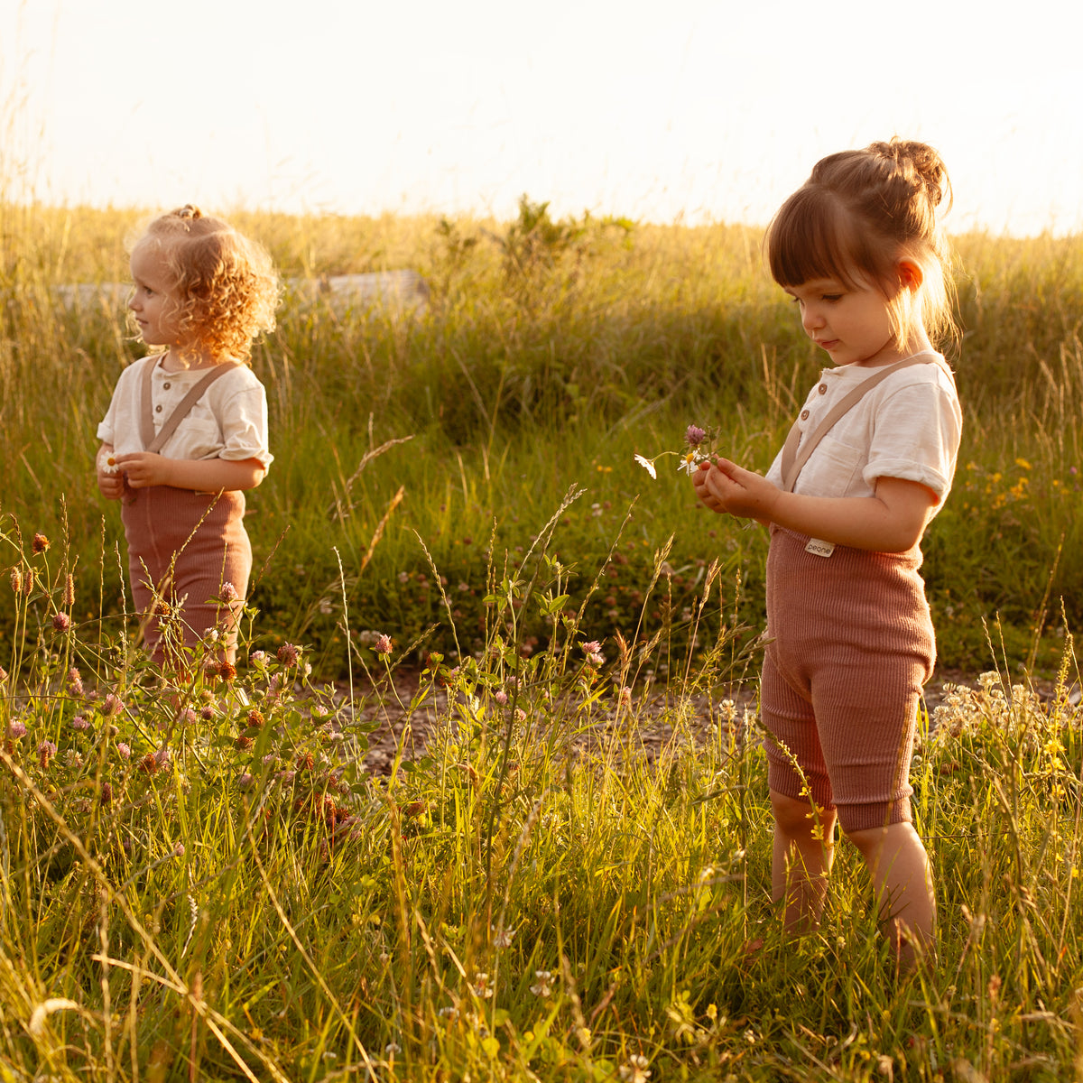 Pantaloncini con bretelle - Rosa polverosa