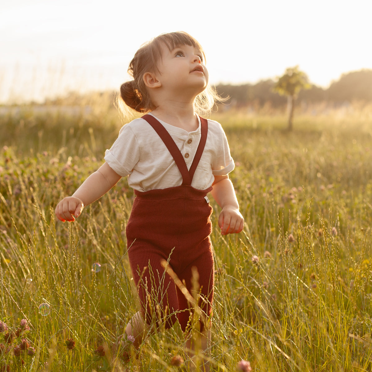 Pantaloncini con bretelle - Ciliegia Borgogna