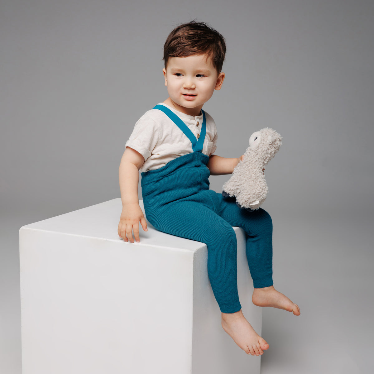 Leggings con bretelle - Nocciola (con lana di baby alpaca)