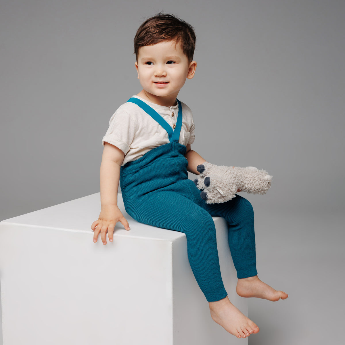 Leggings con bretelle - Nocciola (con lana di baby alpaca)