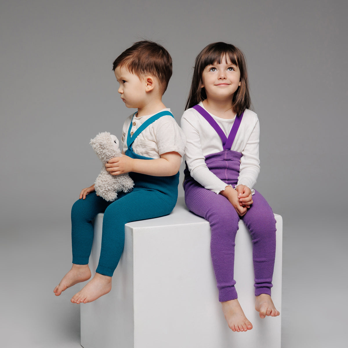 Leggings con bretelle - Nocciola (con lana di baby alpaca)