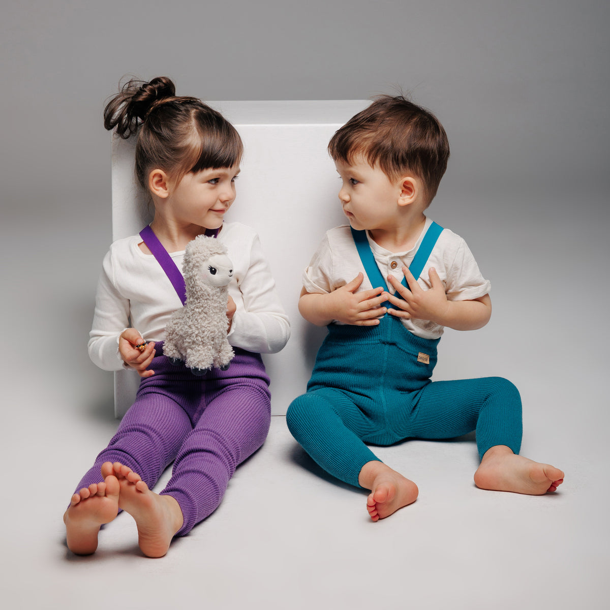 Leggings con bretelle - Nocciola (con lana di baby alpaca)
