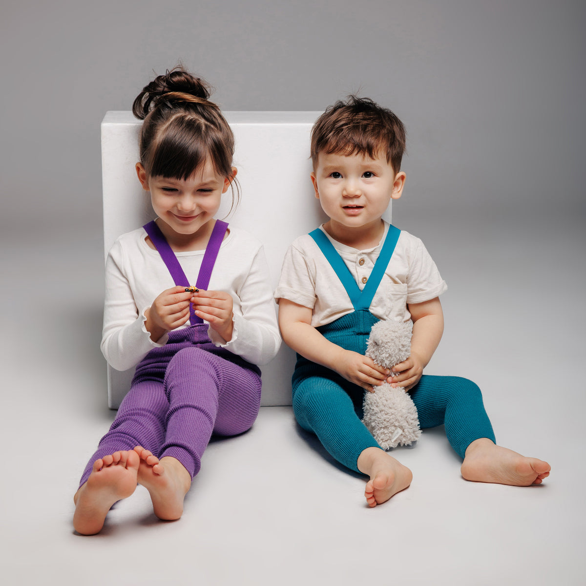 Leggings con bretelle - Nocciola (con lana di baby alpaca)