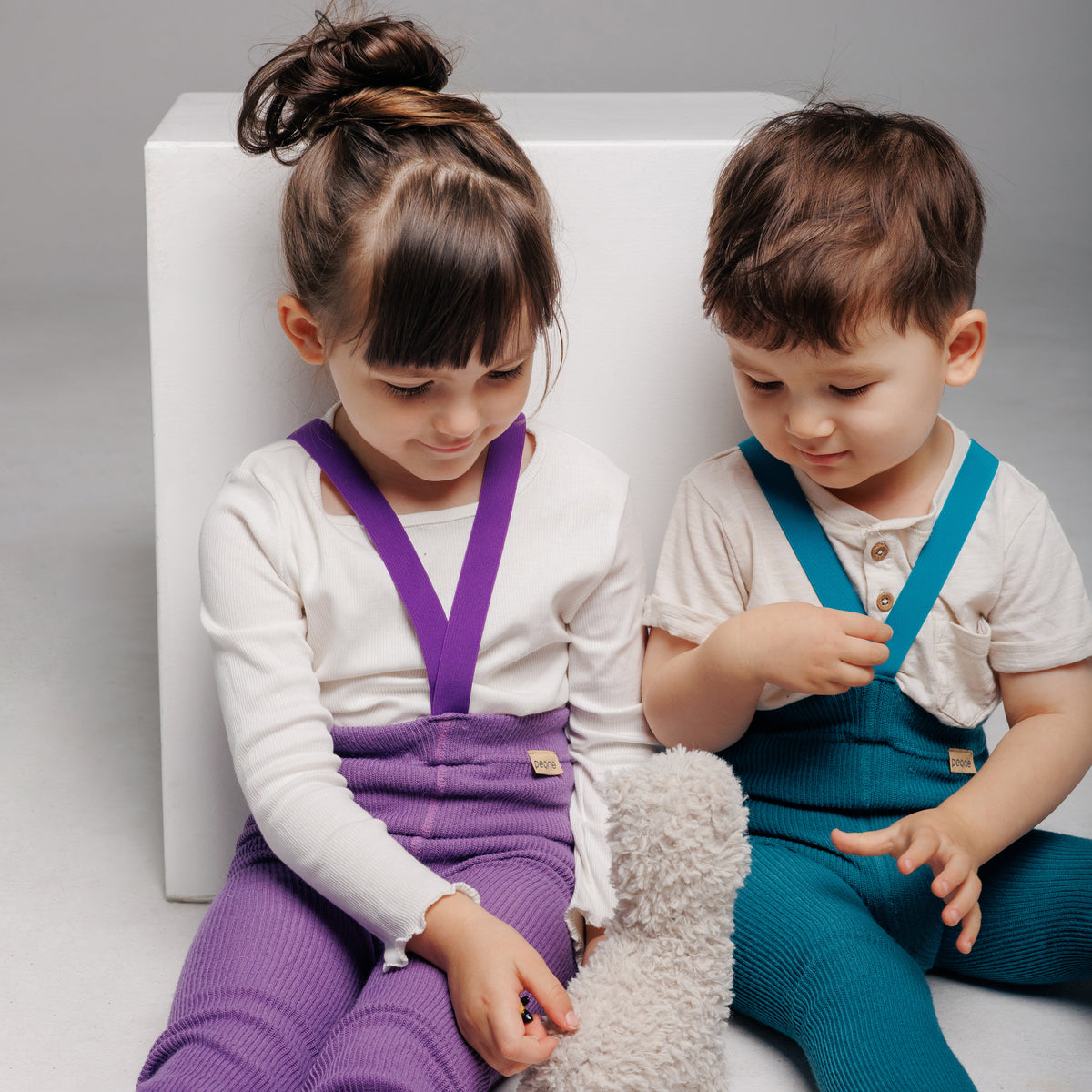 Leggings con bretelle - Nocciola (con lana di baby alpaca)