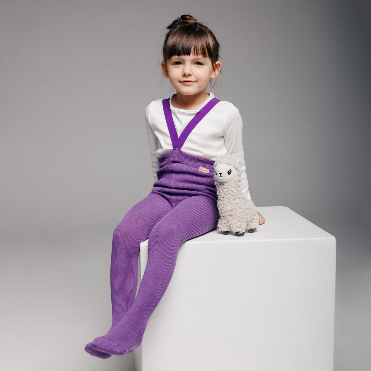 Collant con bretelle - Nocciola (con lana di baby alpaca)