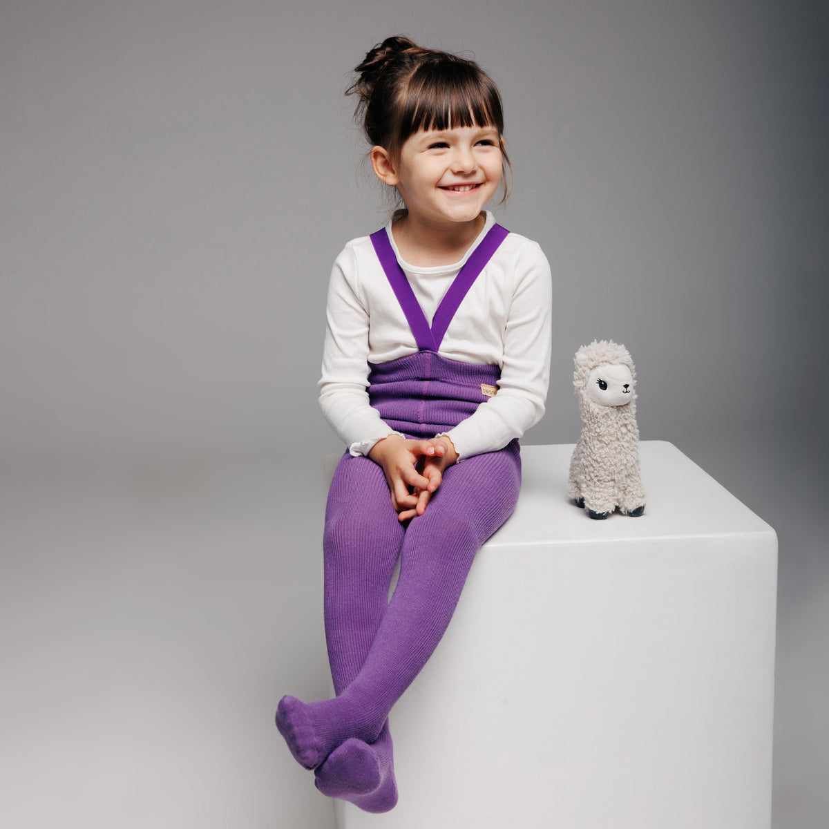 Collant con bretelle - Nocciola (con lana di baby alpaca)