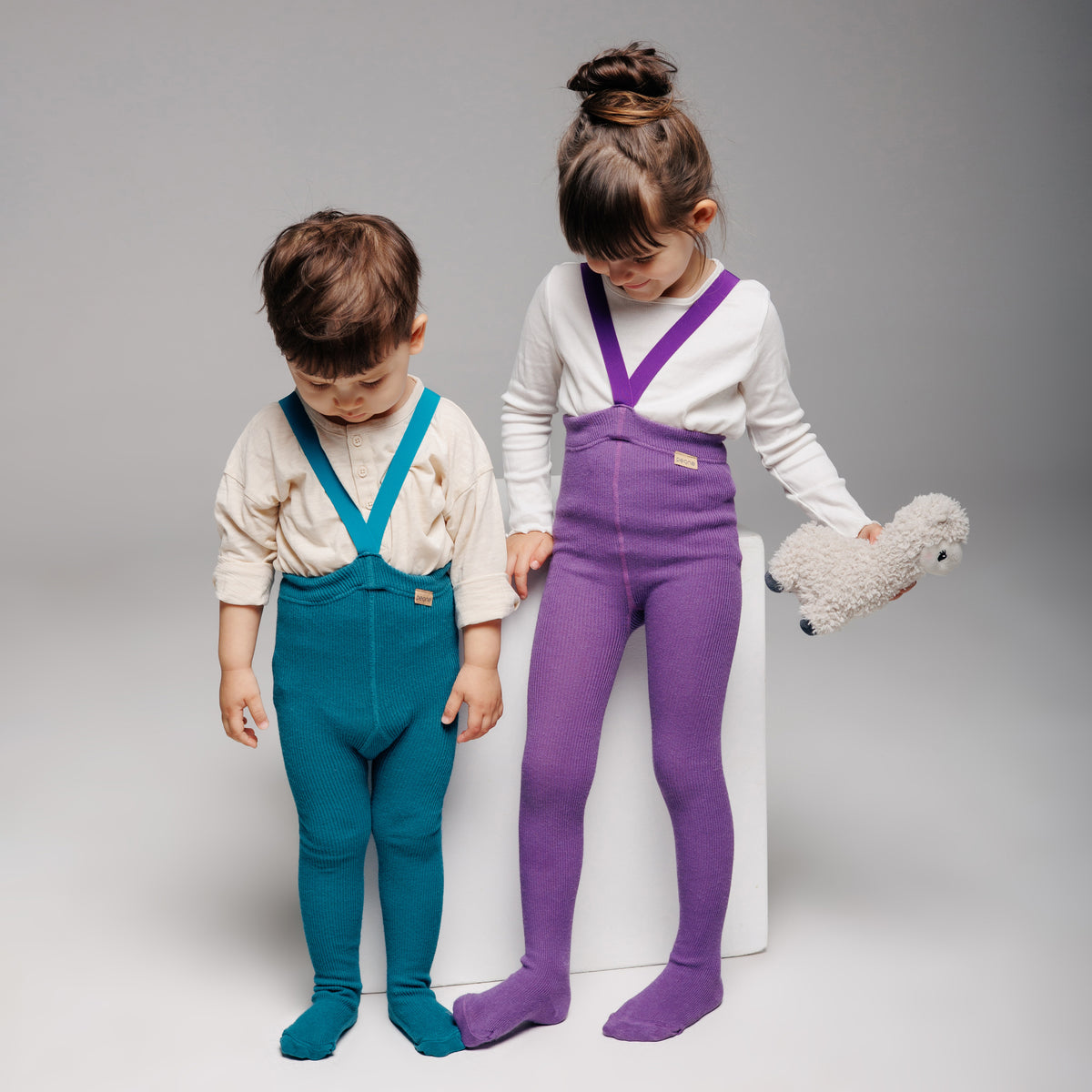 Collant con bretelle - Nocciola (con lana di baby alpaca)
