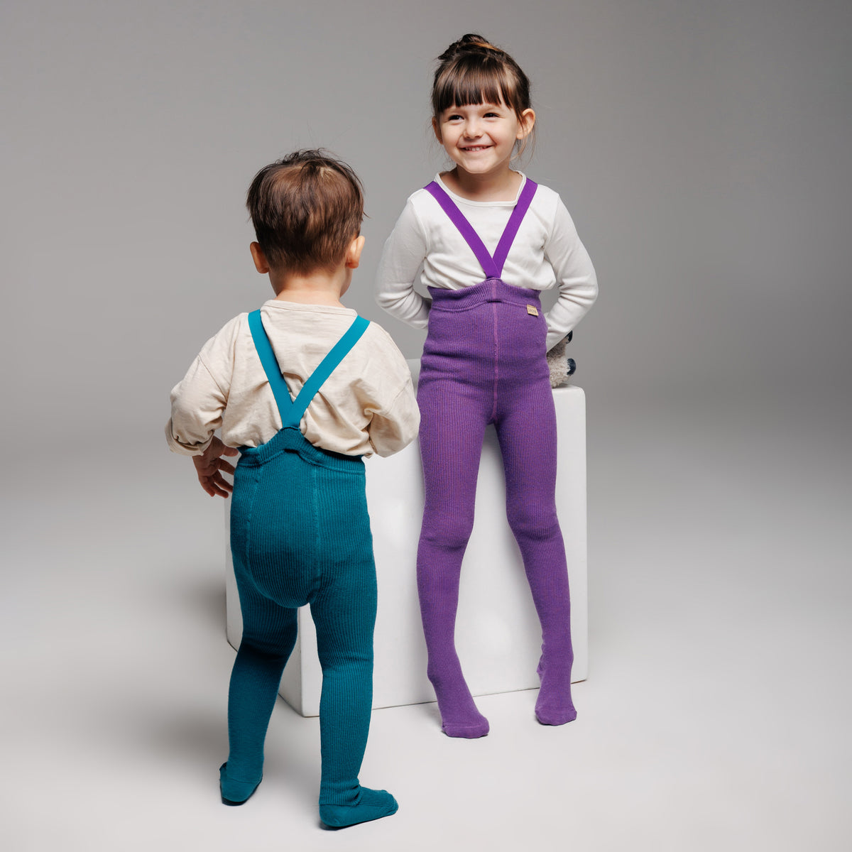 Collant con bretelle - Nocciola (con lana di baby alpaca)