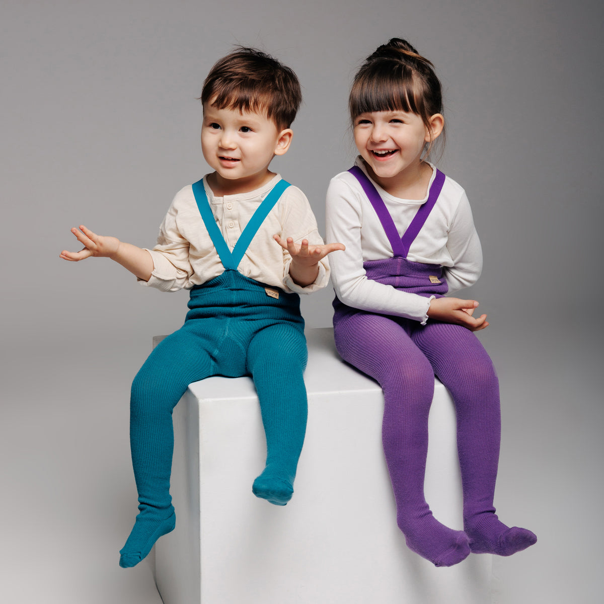 Collant con bretelle - Nocciola (con lana di baby alpaca)
