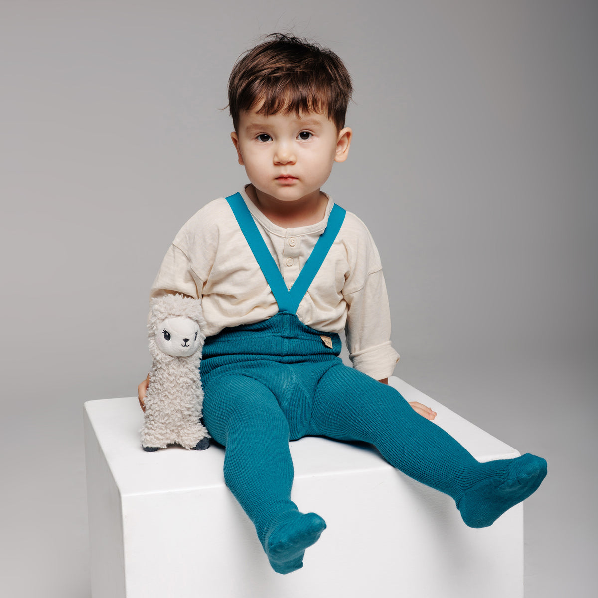 Collant con bretelle - Nocciola (con lana di baby alpaca)