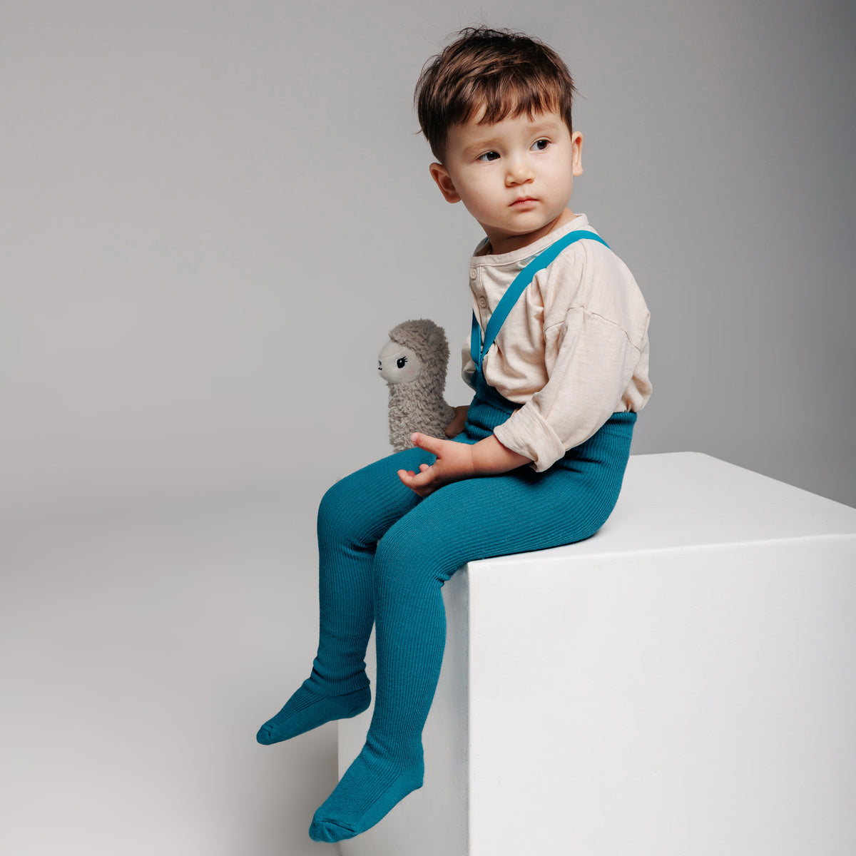 Collant con bretelle - Nocciola (con lana di baby alpaca)