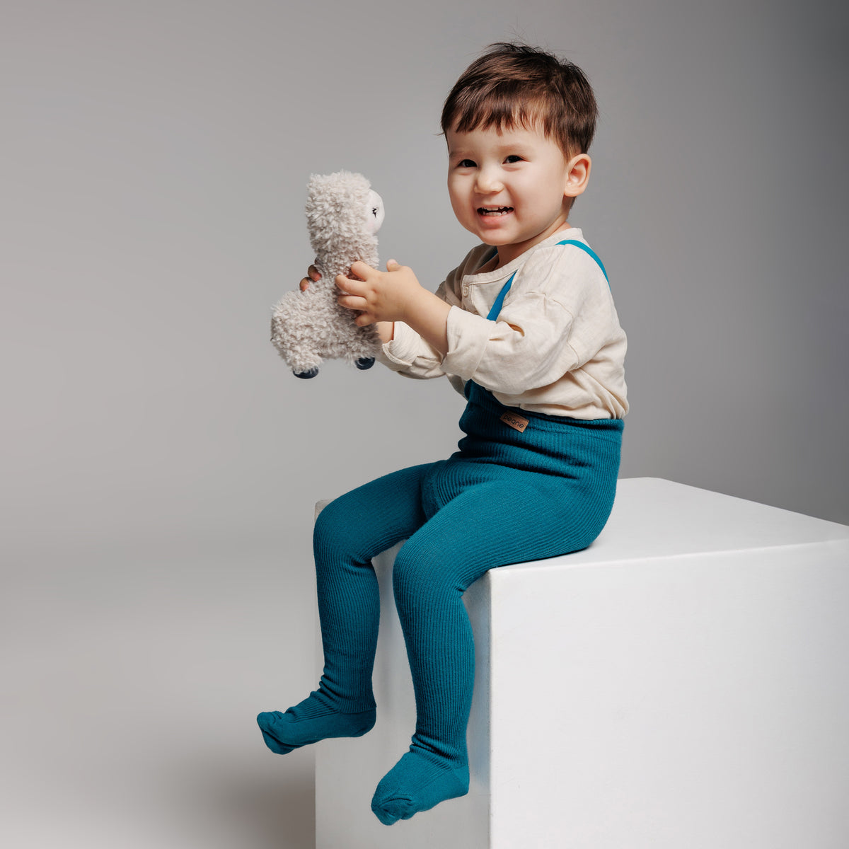 Collant con bretelle - Nocciola (con lana di baby alpaca)