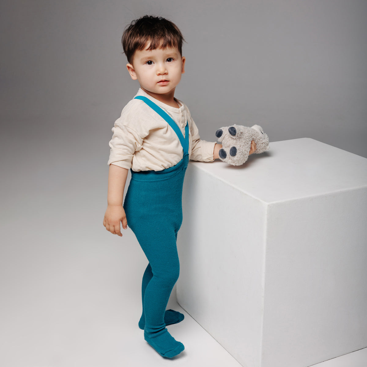 Collant con bretelle - Nocciola (con lana di baby alpaca)