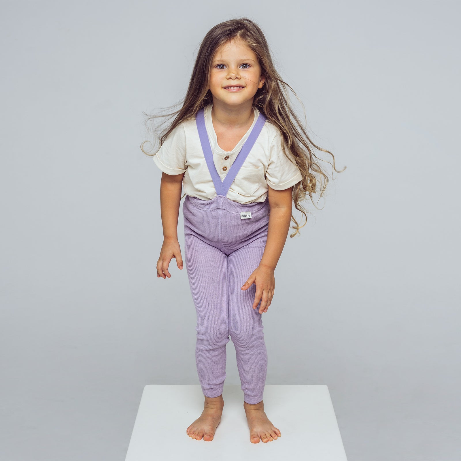 Leggings con bretelle - Viola pastello