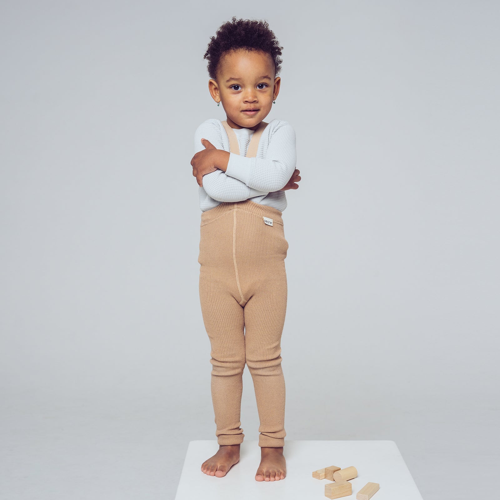 Leggings con bretelle - Marrone beige