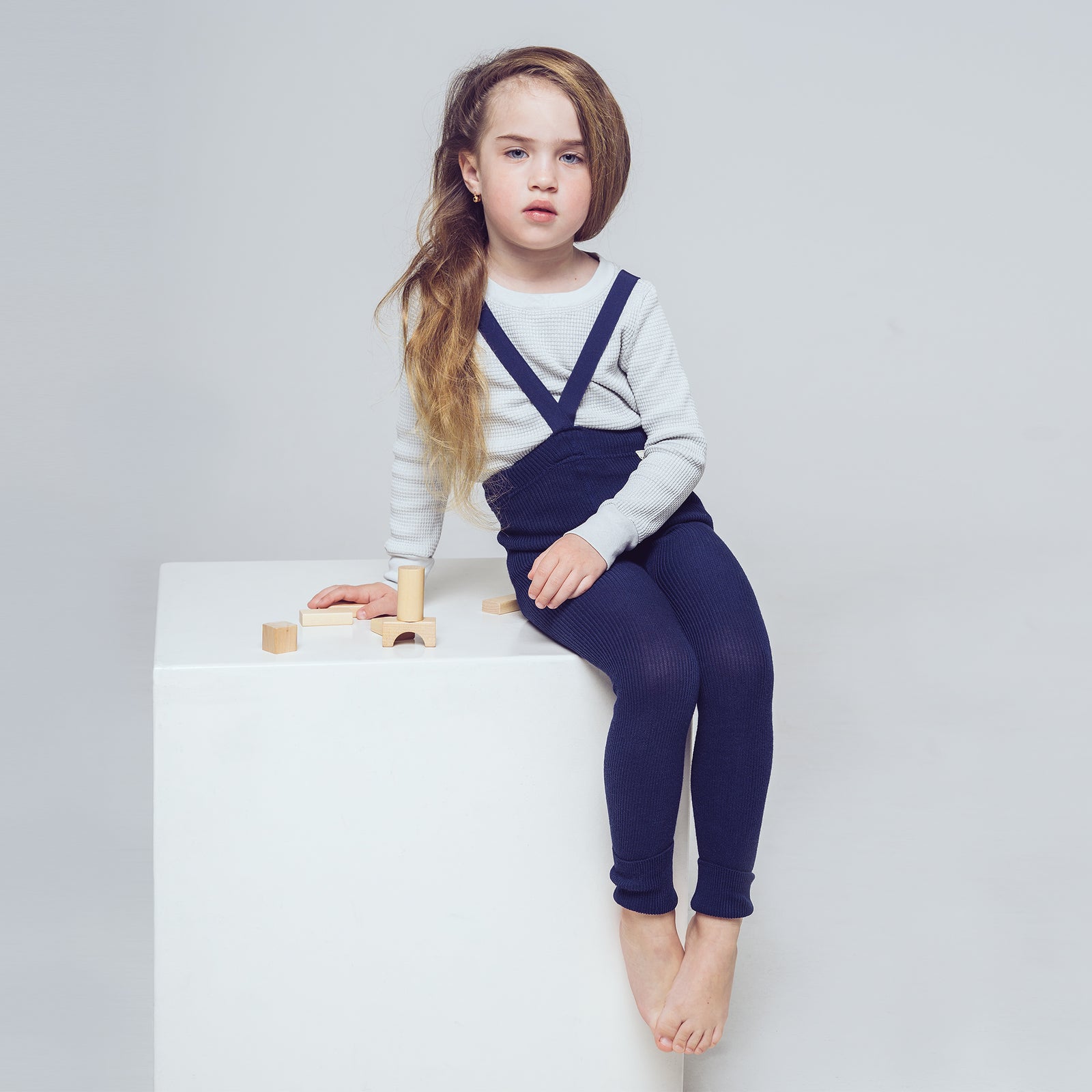 Leggings con bretelle - Blu Navy