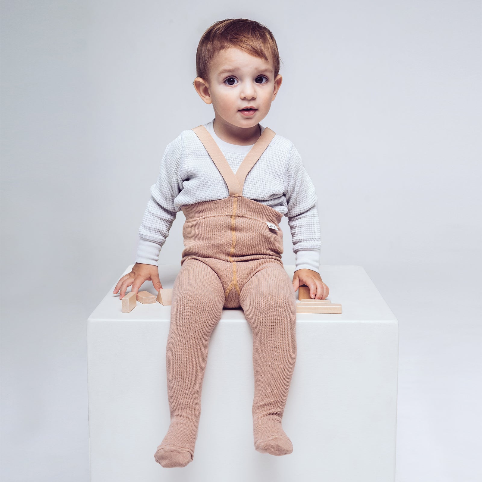 Collant con bretelle - Marrone beige