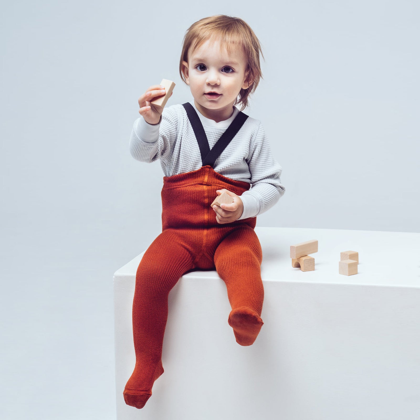 Collant con bretelle - Rosso ruggine